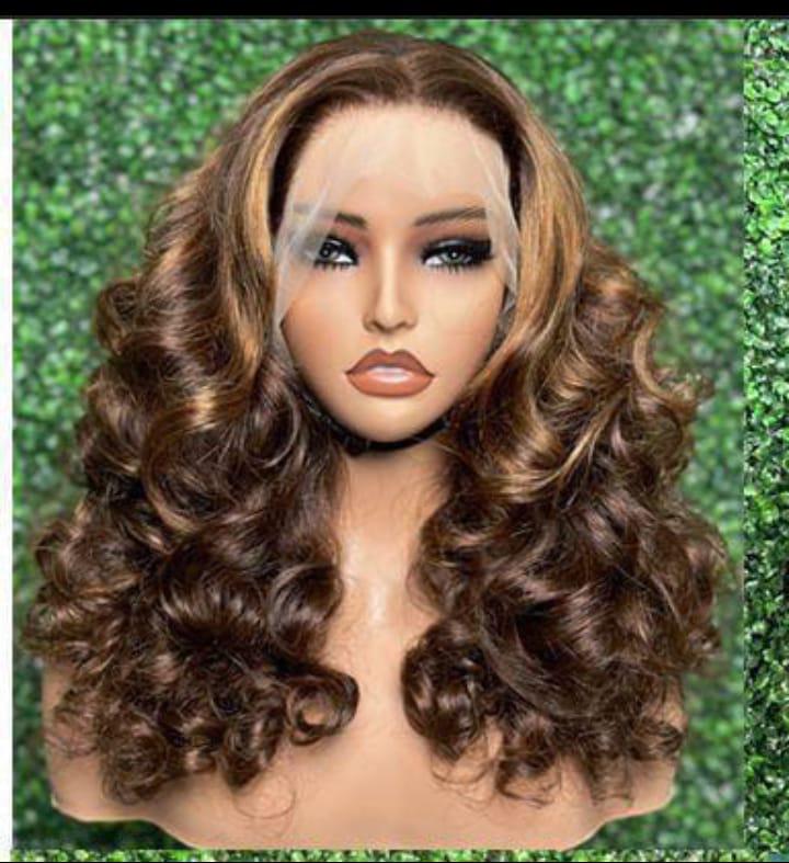 22 Bouncy Curly 13x4 Transparent Lace Frontal Wig – Human Hair