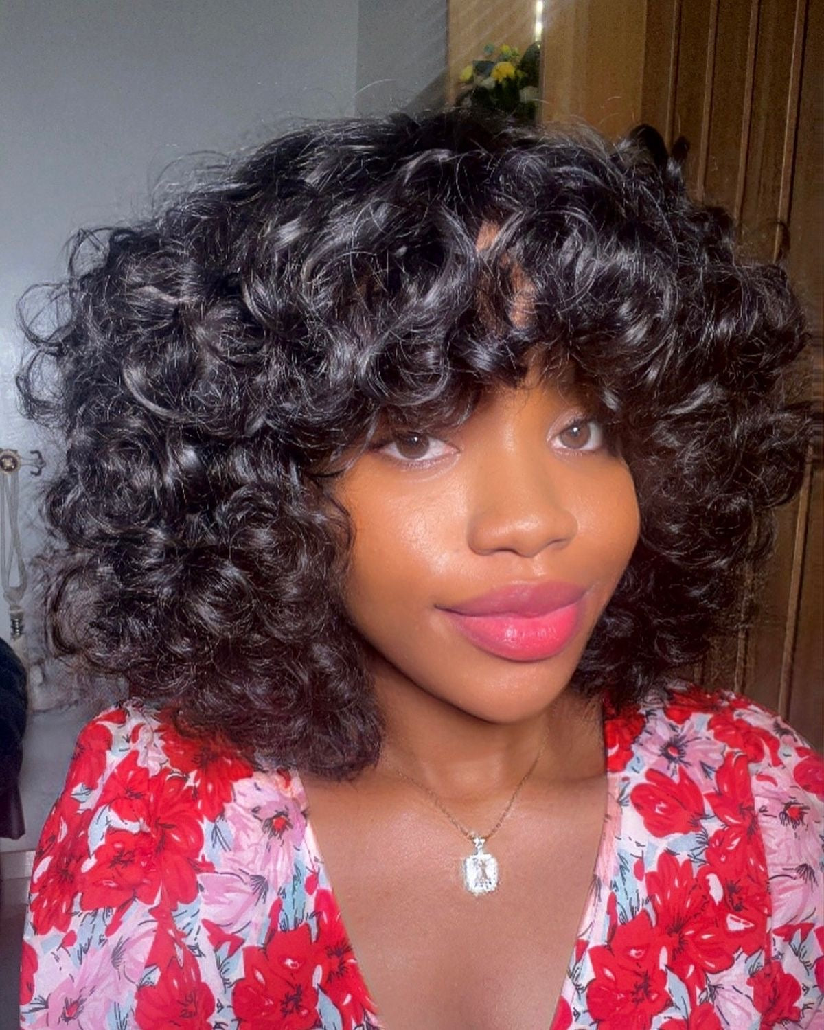 Bouncy Curly Fringe Wig – Double Drawn Human Hair